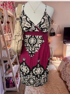 🩷INC Women’s Magenta Patterned V-Neck Summer Dress🩷